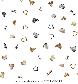 Dark Green, Yellow vector seamless template with text LOVE YOU, hearts. Illustration with words of love, hearts in abstract style. Pattern for trendy fabric, wallpapers.