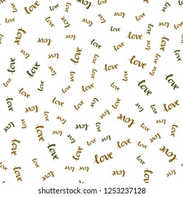 Dark Green, Yellow vector seamless texture with words LOVE YOU. Illustration with colorful phrase LOVE YOU in romantic style. Texture for window blinds, curtains.