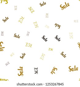 Dark Green, Yellow vector seamless background with 30, 50, 70 % signs of sales. Gradient illustration with discount signs on white backdrop. Template for season sales, shopping ads.