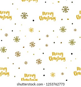 Dark Green, Yellow vector seamless background with xmas snowflakes. Modern geometrical abstract illustration with snowflakes. Template for business cards, websites.