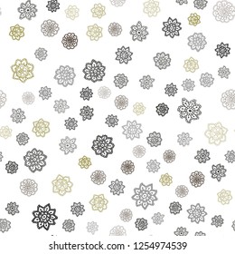 Dark Green, Yellow vector seamless layout with bright snowflakes. Glitter abstract illustration with crystals of ice. Pattern for design of fabric, wallpapers.