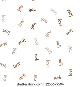 Dark Green, Yellow vector seamless background with words of love. Colorful illustration with quote LOVE YOU in celebration style. Texture for window blinds, curtains.