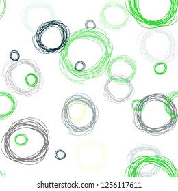 Dark Green, Yellow vector seamless layout with circle shapes. Illustration with set of shining colorful abstract circles. Design for wallpaper, fabric makers.