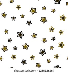 Dark Green, Yellow vector seamless cover with small and big stars. Stars on blurred abstract background with gradient. Design for textile, fabric, wallpapers.