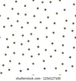 Dark Green, Yellow vector seamless layout with bright snowflakes. Modern geometrical abstract illustration with snowflakes. Template for business cards, websites.