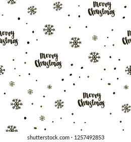 Dark Green, Yellow vector seamless background with xmas snowflakes. Shining colorful illustration with snow on abstract template. Design for textile, fabric, wallpapers.
