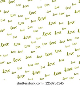 Dark Green, Yellow vector seamless template with text LOVE YOU. Illustration with colorful phrase LOVE YOU in romantic style. Pattern for trendy fabric, wallpapers.