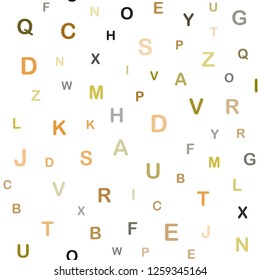 Dark Green, Yellow vector seamless pattern with ABC symbols. Colored alphabet signs with gradient on white background. Pattern for design of fabric, wallpapers.