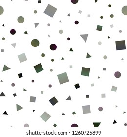 Dark Green, Yellow vector seamless pattern in polygonal style with circles. Circles, lines, rhombus with colorful gradient. Design for textile, fabric, wallpapers.
