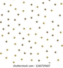 Dark Green, Yellow vector seamless pattern with christmas snowflakes. Colorful decorative design in xmas style with snow. Pattern for trendy fabric, wallpapers.