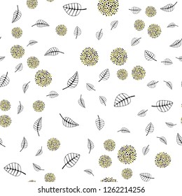 Dark Green, Yellow vector seamless doodle pattern with leaves, flowers. Creative illustration in blurred style with leaves, flowers. Pattern for trendy fabric, wallpapers.