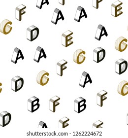 Dark Green, Yellow vector seamless pattern with 3D ABC symbols. Shining colorful 3D illustration with isolated letters. Pattern for trendy fabric, wallpapers.