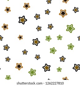 Dark Green, Yellow vector seamless texture with beautiful stars. Glitter abstract illustration with colored stars. Pattern for design of fabric, wallpapers.