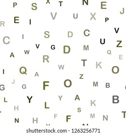 Dark Green, Yellow vector seamless layout with latin alphabet. Modern geometrical illustration with ABC english symbols. Design for wallpaper, fabric makers.