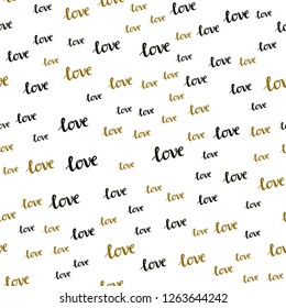 Dark Green, Yellow vector seamless cover with quote LOVE YOU. Colorful illustration with quote LOVE YOU in celebration style. Texture for window blinds, curtains.