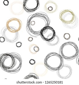 Dark Green, Yellow vector seamless texture with disks. Glitter abstract illustration with blurred drops of rain. Pattern for design of fabric, wallpapers.