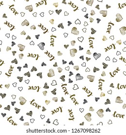 Dark Green, Yellow vector seamless pattern with phrase LOVE YOU, hearts. Colorful gradient phrase LOVE YOU, hearts in abstract style. Texture for window blinds, curtains.