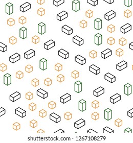 Dark Green, Yellow vector seamless, isometric pattern in square style. Modern abstract illustration with colorful rectangles. Template for business cards, websites.