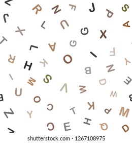 Dark Green, Yellow vector seamless layout with latin alphabet. Shining illustration with ABC symbols on abstract template. Pattern for design of fabric, wallpapers.