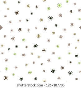 Dark Green, Yellow vector seamless texture with colored snowflakes. Modern geometrical abstract illustration with snowflakes. Pattern for trendy fabric, wallpapers.