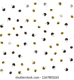 Dark Green, Yellow vector seamless pattern with coffee beans, cups. Gradient abstract collection of coffee cups and beans. Pattern for menu of cafes and restaurants.