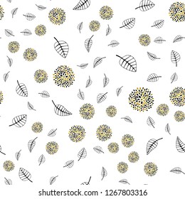 Dark Green, Yellow vector seamless abstract background with leaves, flowers. Creative illustration in blurred style with leaves, flowers. Design for textile, fabric, wallpapers.
