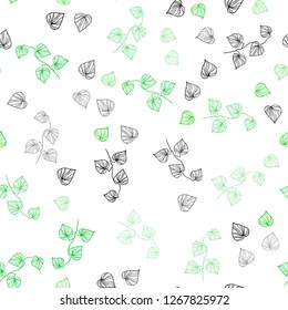 Dark Green, Yellow vector seamless doodle background with leaves. Glitter abstract illustration with doodles and leaves. Trendy design for wallpaper, fabric makers.