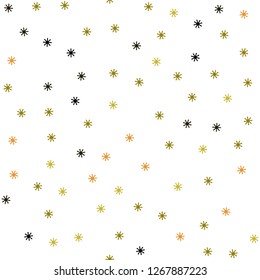 Dark Green, Yellow vector seamless pattern with christmas snowflakes. Glitter abstract illustration with crystals of ice. Texture for window blinds, curtains.