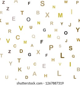 Dark Green, Yellow vector seamless background with signs of alphabet. Shining colorful illustration with isolated letters. Pattern for design of fabric, wallpapers.