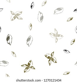 Dark Green, Yellow vector seamless doodle texture with leaves. leaves on elegant natural pattern with gradient. Design for textile, fabric, wallpapers.