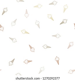 Dark Green, Yellow vector seamless background with ice-cream cones. Decorative design of ice-cream cones in doodle style. Pattern for ads of breakfast, lunch, dinner.