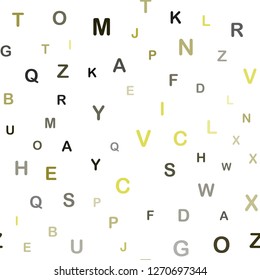 Dark Green, Yellow vector seamless pattern with ABC symbols. Shining colorful illustration with isolated letters. Design for wallpaper, fabric makers.