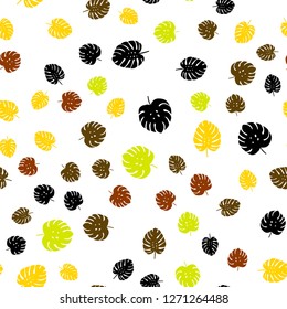 Dark Green, Yellow vector seamless abstract background with leaves. leaves on blurred abstract background with gradient. Texture for window blinds, curtains.