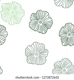 Dark Green, Yellow vector seamless abstract pattern with flowers. Flowers in natural style on white background. Design for wallpaper, fabric makers.
