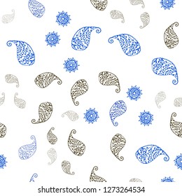 Dark Green, Yellow vector seamless doodle pattern with leaves and flowers. Modern abstract illustration with leaves and flowers. Texture for window blinds, curtains.