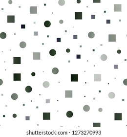 Dark Green, Yellow vector seamless texture with disks, rectangles. Illustration with set of shining colorful abstract circles, cubes. Pattern for trendy fabric, wallpapers.
