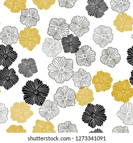 Dark Green, Yellow vector seamless elegant pattern with flowers. Flowers in natural style on white background. Pattern for design of fabric, wallpapers.