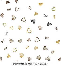 Dark Green, Yellow vector seamless template with text LOVE YOU, hearts. Colorful illustration with quote LOVE YOU, hearts. Texture for window blinds, curtains.