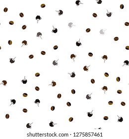 Dark Green, Yellow vector seamless pattern with coffee beans, cups. Gradient illustration with set of mugs, beans. Pattern for menu of cafes and restaurants.