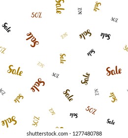 Dark Green, Yellow vector seamless layout with discount of 30, 50, Illustration with signs of sales on abstract template. Template for season sales, shopping ads.