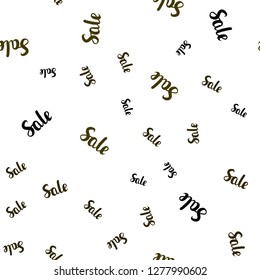 Dark Green, Yellow vector seamless template with selling words. Abstract illustration with colorful gradient symbols of sales. Backdrop for ads, leaflets of Black Friday.