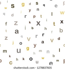 Dark Green, Yellow vector seamless backdrop with english symbols. Colored alphabet signs with gradient on white background. Pattern for trendy fabric, wallpapers.