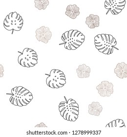 Dark Green, Yellow vector seamless natural artwork with flowers, leaves. Modern abstract illustration with leaves and flowers. Pattern for design of fabric, wallpapers.
