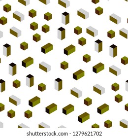 Dark Green, Yellow vector seamless, isometric template with rhombus. Decorative design in abstract style with rectangles. Design for textile, fabric, wallpapers.