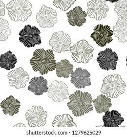 Dark Green, Yellow vector seamless doodle pattern with flowers. Abstract illustration with flowers in doodles style. Pattern for design of fabric, wallpapers.