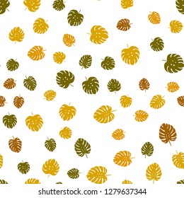 Dark Green, Yellow vector seamless elegant wallpaper with leaves. An elegant bright illustration with leaves in Natural style. Design for wallpaper, fabric makers.
