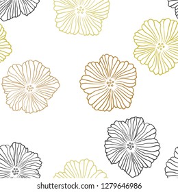Dark Green, Yellow vector seamless natural background with flowers. Brand new colored illustration with flowers. Texture for window blinds, curtains.