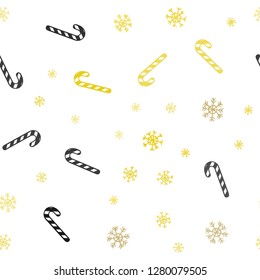 Dark Green, Yellow vector seamless texture with xmas sweets, candies.