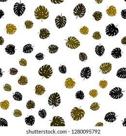 Dark Green, Yellow vector seamless elegant wallpaper with leaves. leaves on blurred abstract background with gradient. Pattern for trendy fabric, wallpapers.
