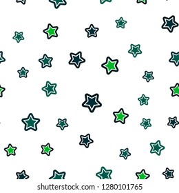 Dark Green, Yellow vector seamless template with sky stars. Shining colored illustration with stars. Pattern for design of fabric, wallpapers.